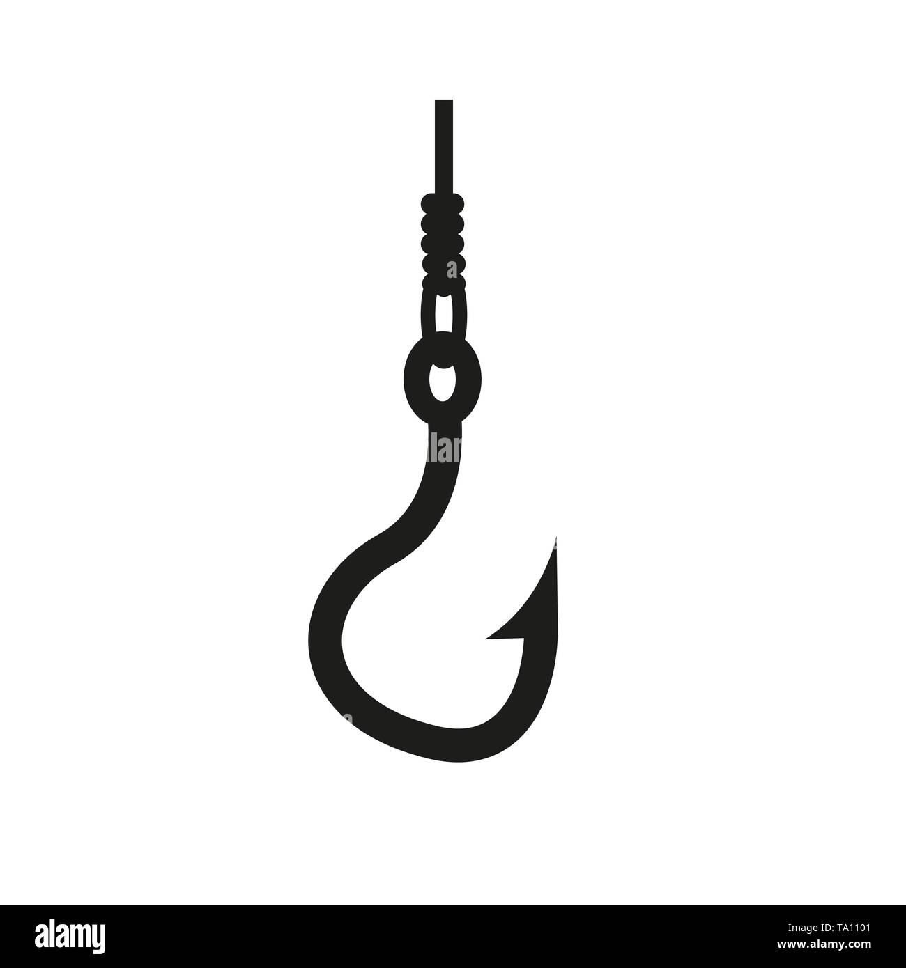 Fishing icon. Hook and angling, fisherman symbol. Flat design. Stock - Vector illustration. Stock Vector