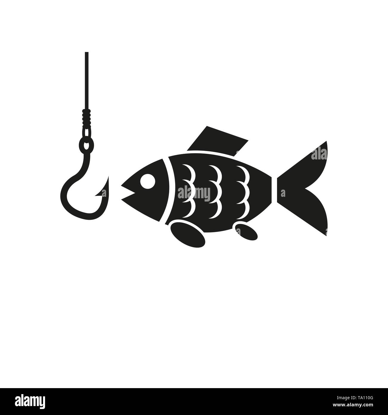 Fish icon. Fishing and angling, Hook symbol. Flat design. Stock ...