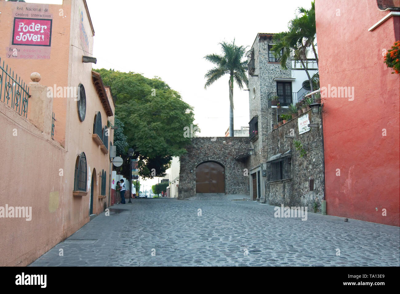 Cuernavaca, Morelos, Mexico - 2019: View of a traditional alley at the city historic center. Stock Photo