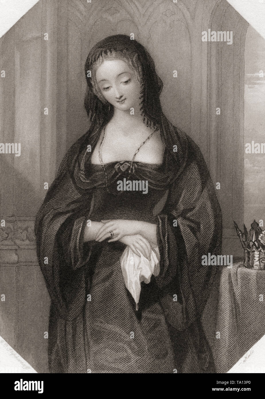 Lady Grey.  Principal female character from Shakespeare's play King Henry VI.  From Shakespeare Gallery, published c.1840. Stock Photo