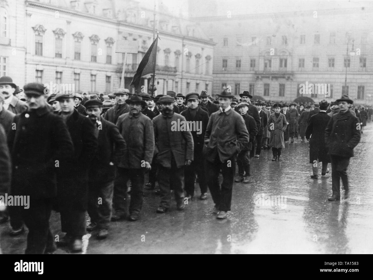 Communists are demonstrating against the new Works Councils Act. There was a street battle with the police, which resulted in numerous deaths. Stock Photo
