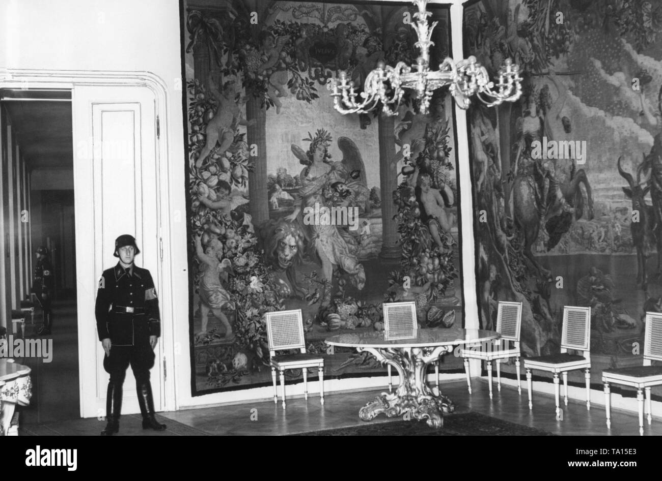 Reception room of the Reich Protector of Bohemia and Moravia in the Prague Castle. Since March 1939, the areas of Bohemia and Moravia had been under German occupation. Stock Photo
