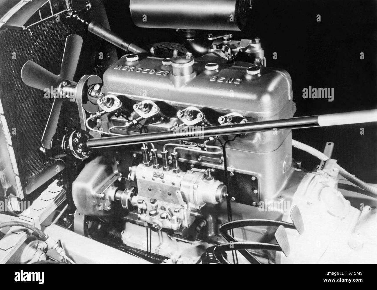 The Mercedes diesel engine OM (oil engine) 138 was mounted in the type 260 D (W138), the world's first standard diesel car Stock Photo