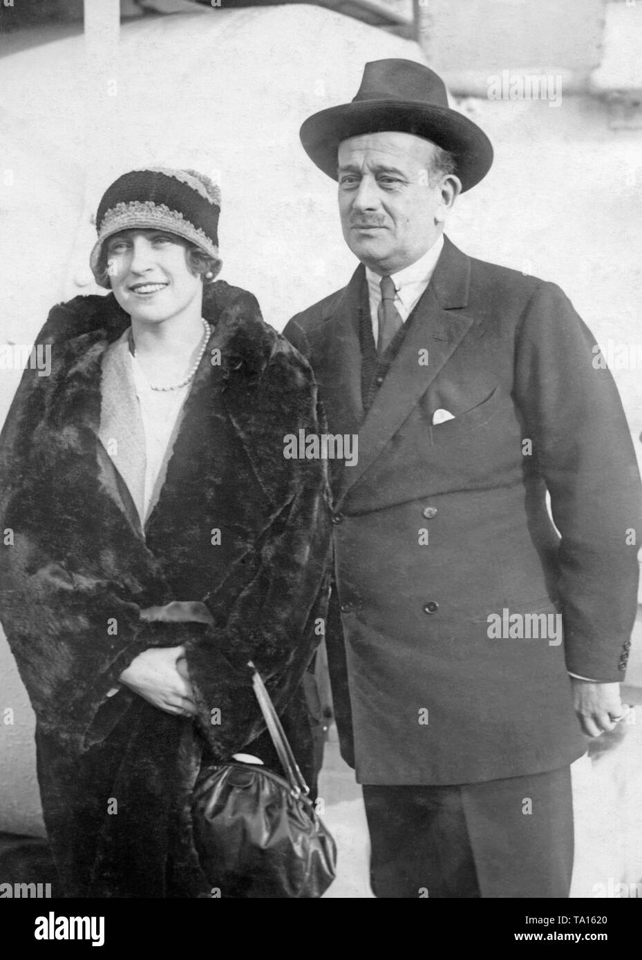 Grand Duke Boris Vladimirovich Romanov of Russia with his wife during a visit to New York City. Stock Photo