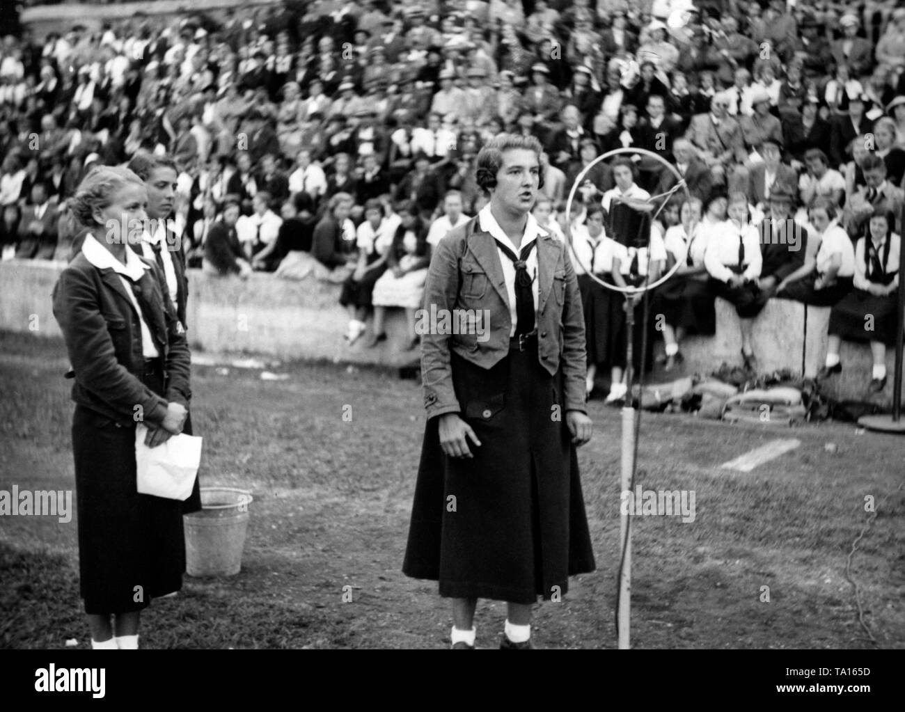 Bdm Rally BDM members are taking an oath at a BDM sports festival in Munich Stock ...
