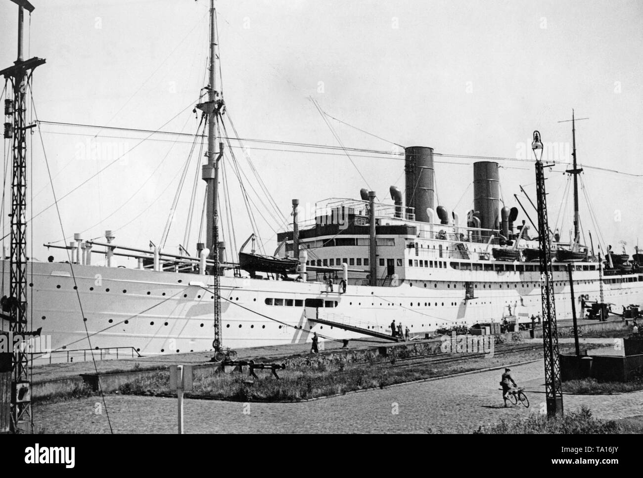 The passenger ship 'Sierra Morena' shortly before her conversion to 'Der Deutsche' by the NS organization KdF. Stock Photo