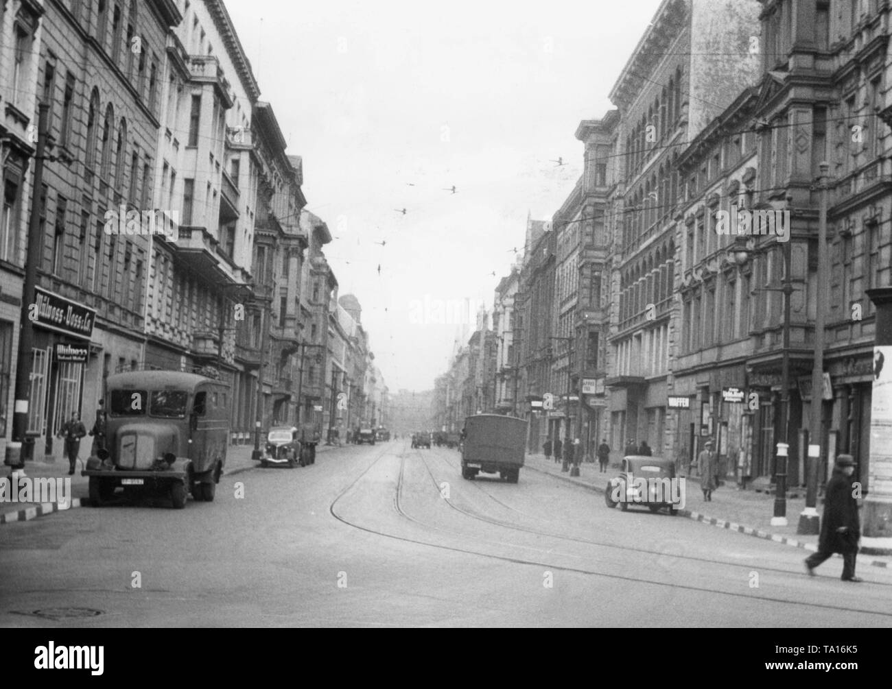 View of the Kochstrasse, corner Wilhelmstrasse, in Berlin. On the left