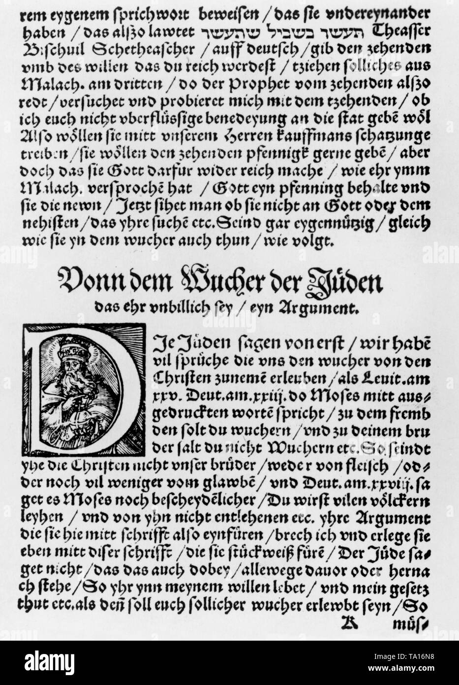 Excerpt from the work of Antonius Margaritha, a Jewish convert. It is considered to be the source of early-modern anti- Jewish writings, such as of Martin Luther's. Stock Photo