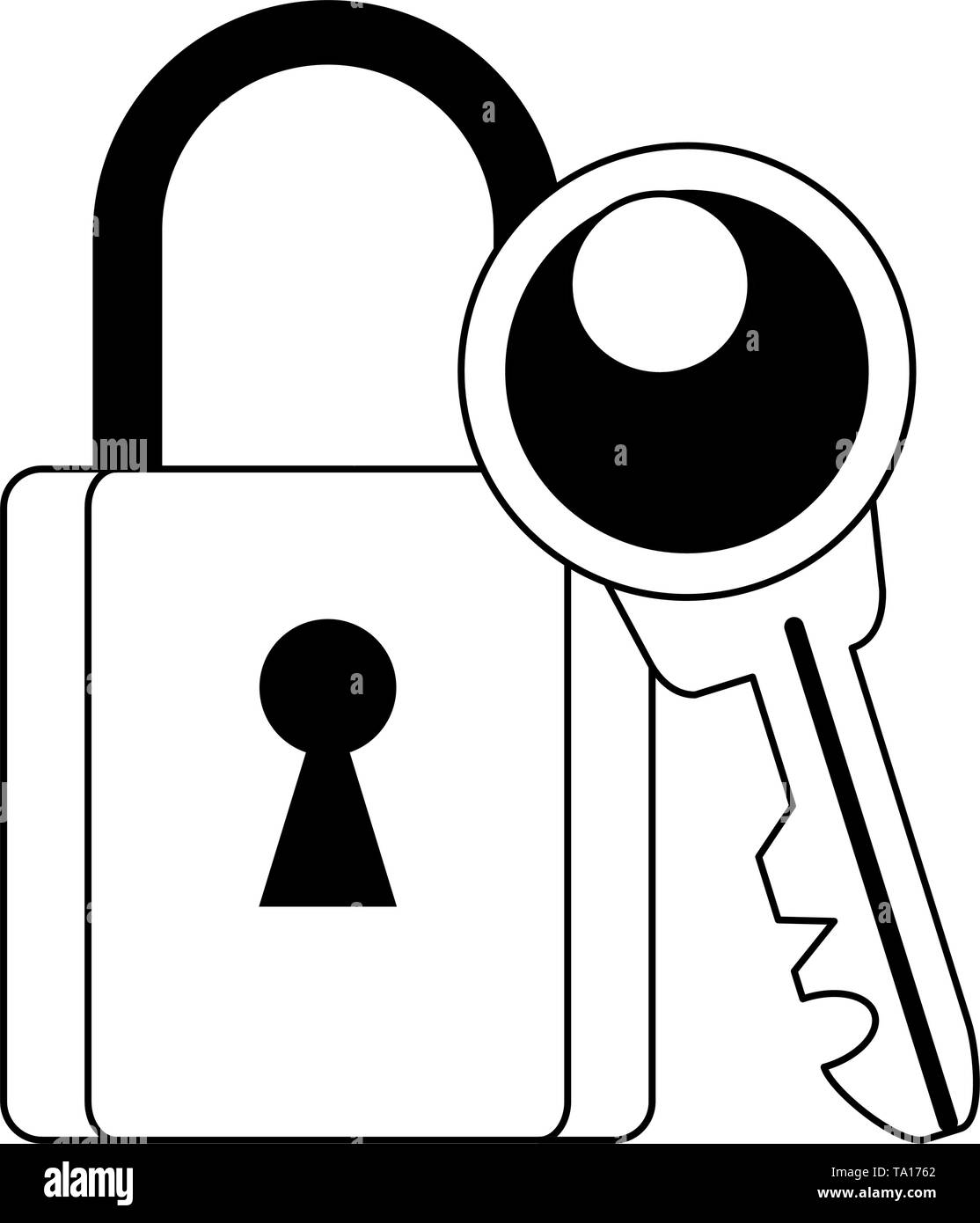 Security padlock and key symbols in black and white Stock Vector Image ...