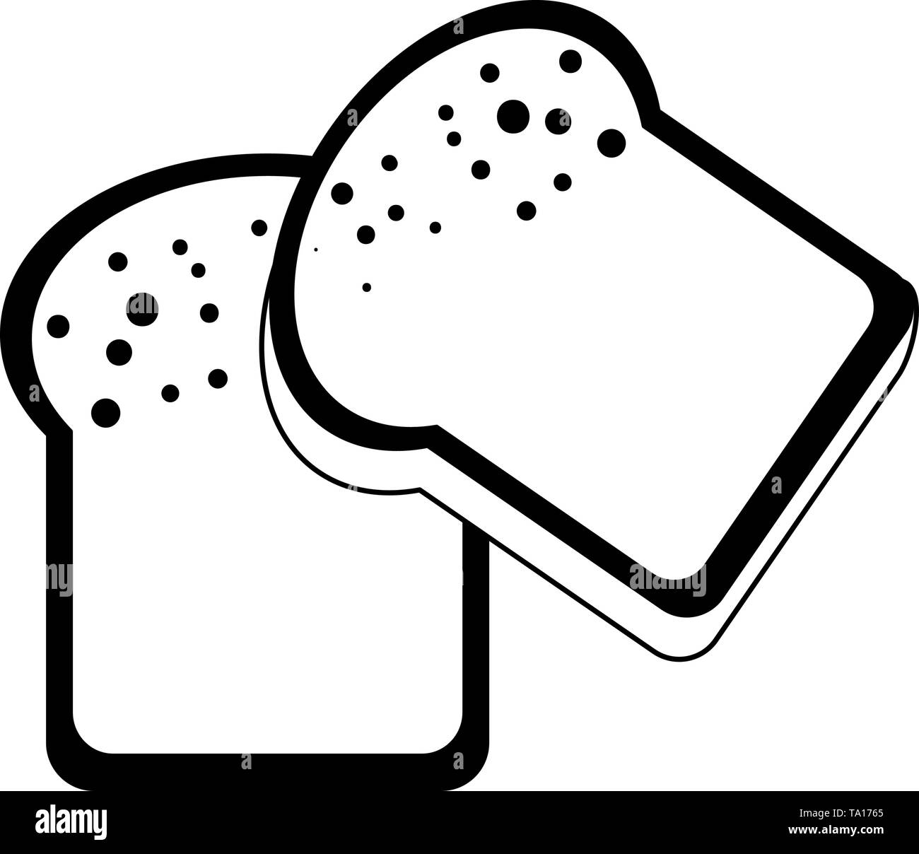 Bread sliced wheat food isolated in black and white Stock Vector Image ...
