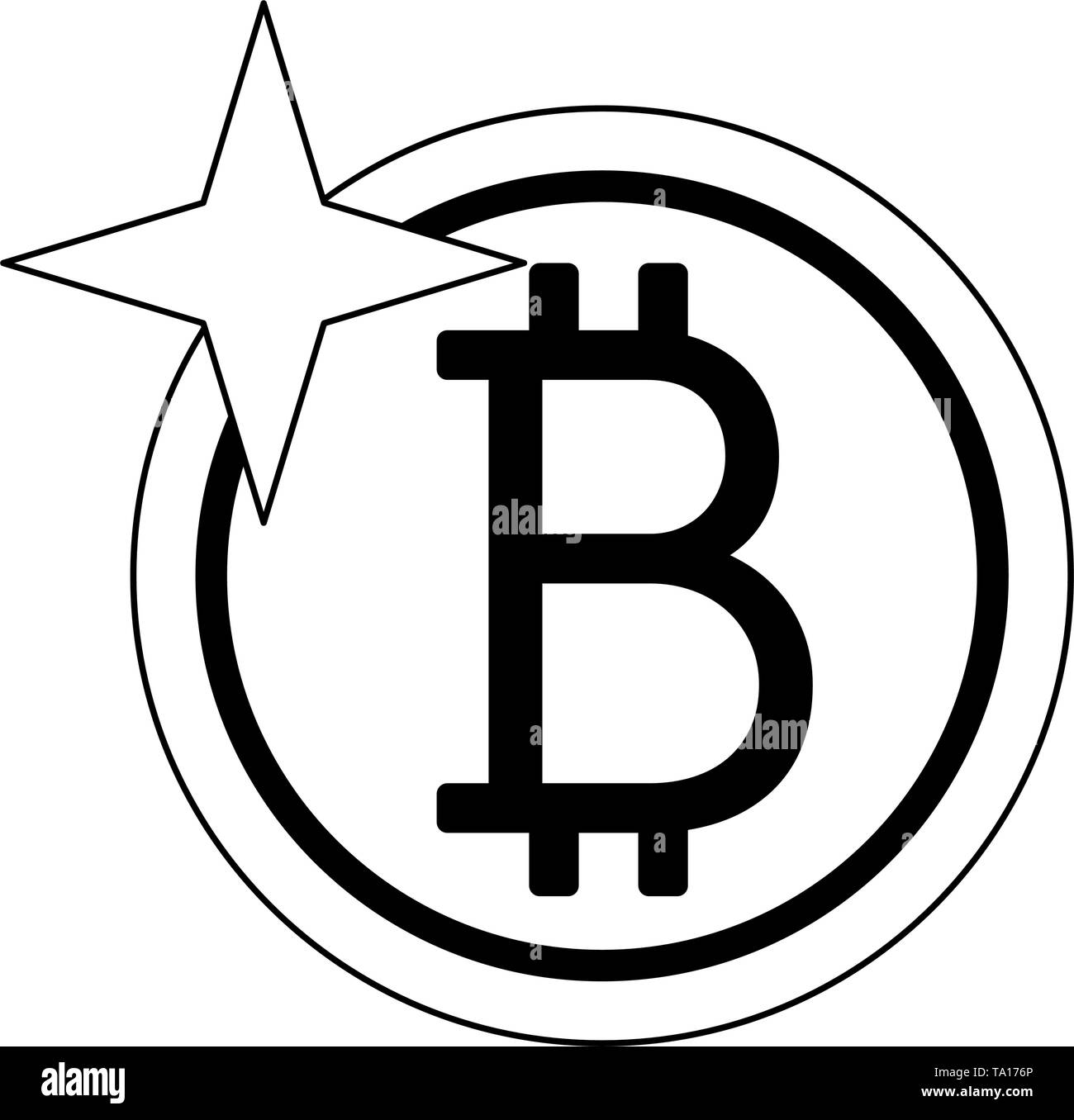 Bitcoin cryptocurrency symbol coin isolated in black and white Stock ...