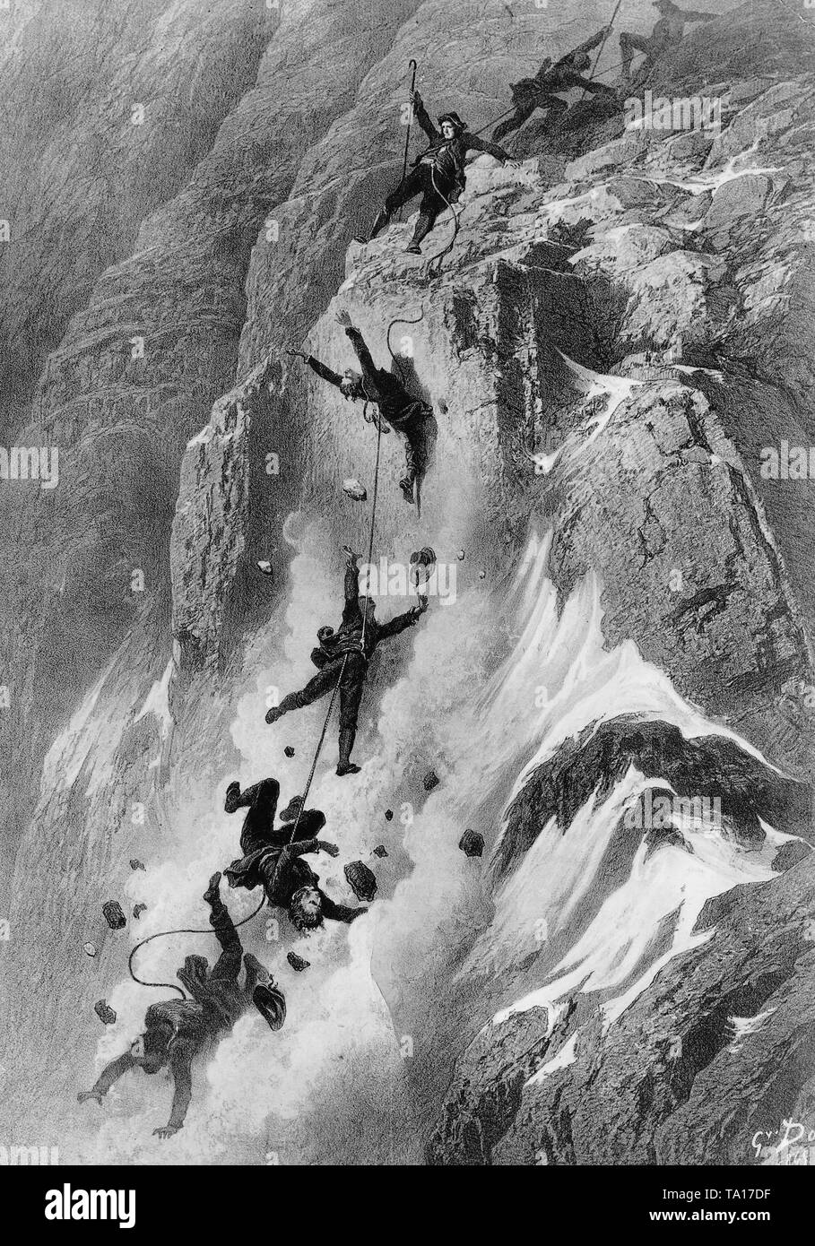 The first ascent of the Matterhorn on 14 July 1885 ended up in a