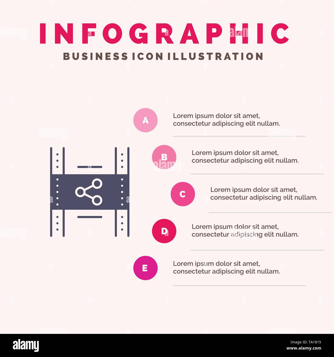Distribution, Film, Movie, P2p, Share Solid Icon Infographics 5 Steps