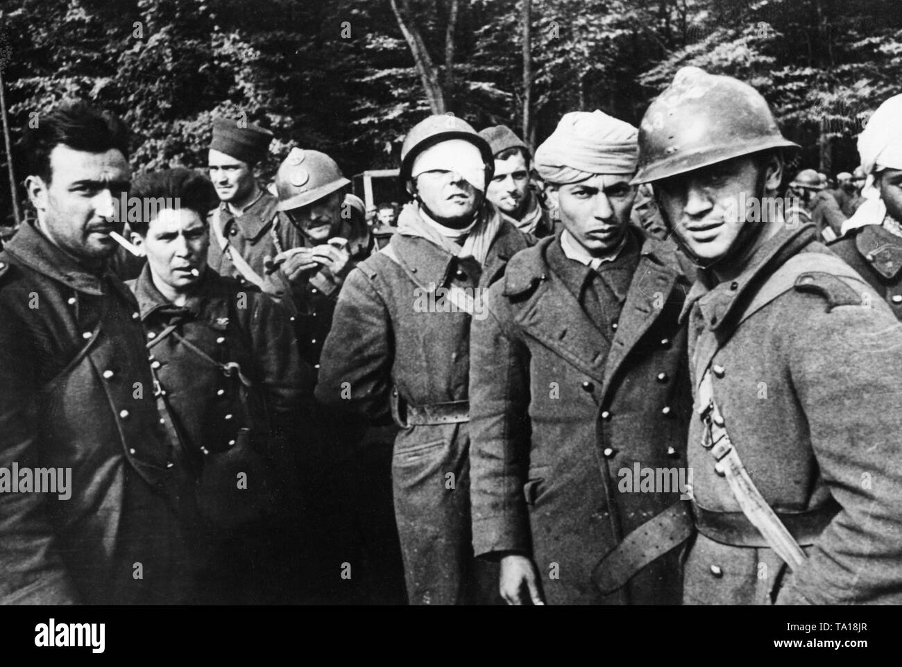French prisoners at a collection point. Photo: Dietrich. Stock Photo