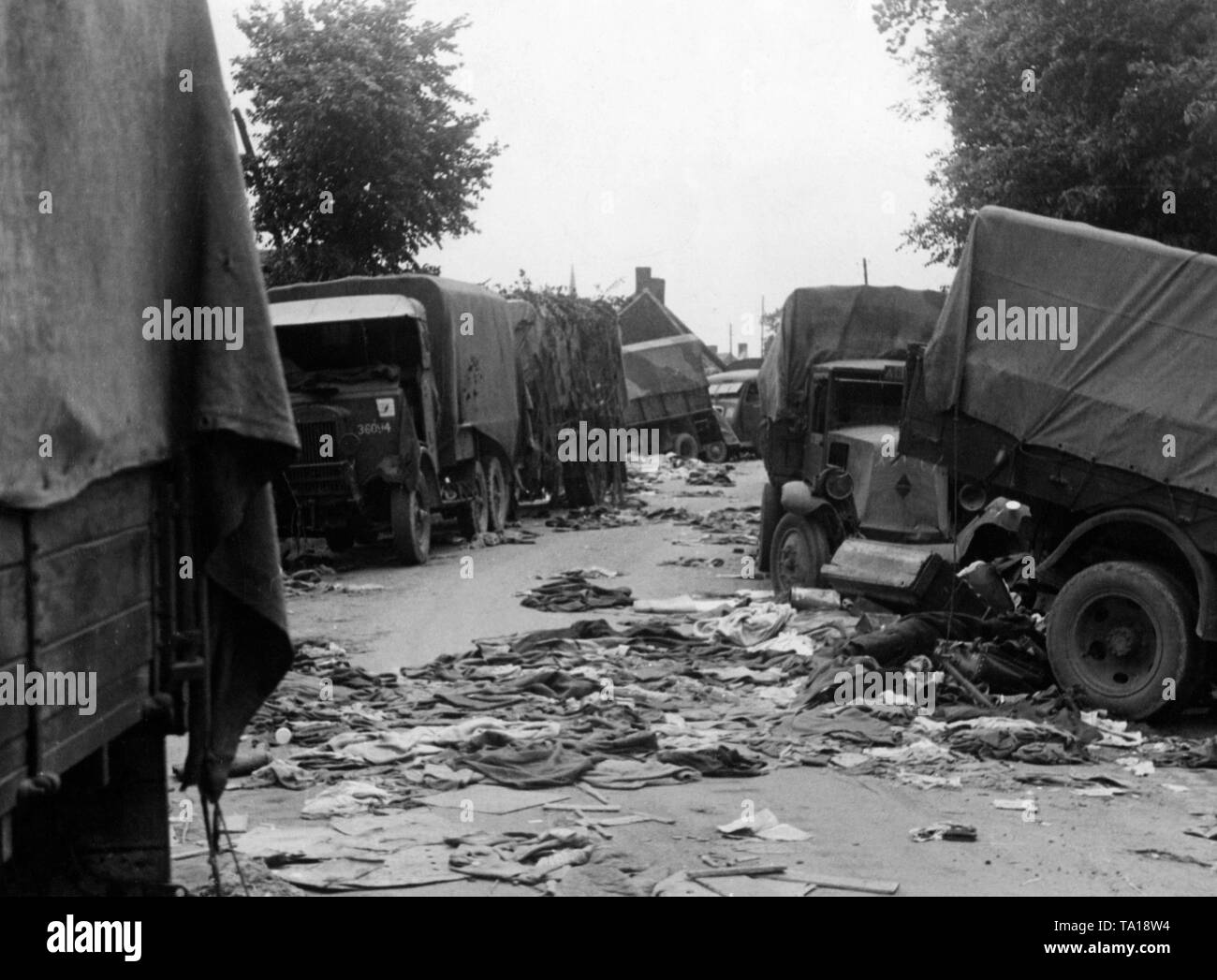 French troops on the retreat and in captivity. Stock Photo