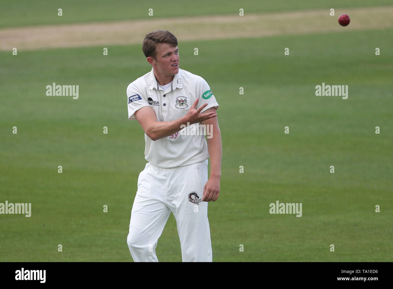 Chester Le Street, UK. 21st May, 2019. Josh Shaw of Gloucestershire during the Specsavers County Championship match between Durham County Cricket Club and Gloucestershire County Cricket Club at Emirates Riverside, Chester le Street on Tuesday 21st May 2019. (Credit: Mark Fletcher | MI News) Credit: MI News & Sport /Alamy Live News Stock Photo