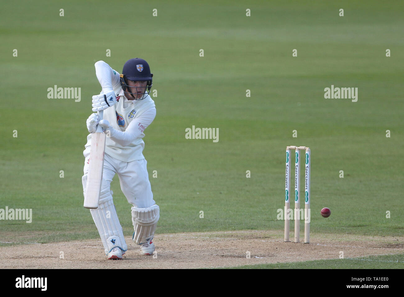 Chester Le Street, UK. 21st May, 2019. Liam Trevaskis of Durham during the Specsavers County Championship match between Durham County Cricket Club and Gloucestershire County Cricket Club at Emirates Riverside, Chester le Street on Tuesday 21st May 2019. (Credit: Mark Fletcher | MI News) Credit: MI News & Sport /Alamy Live News Stock Photo