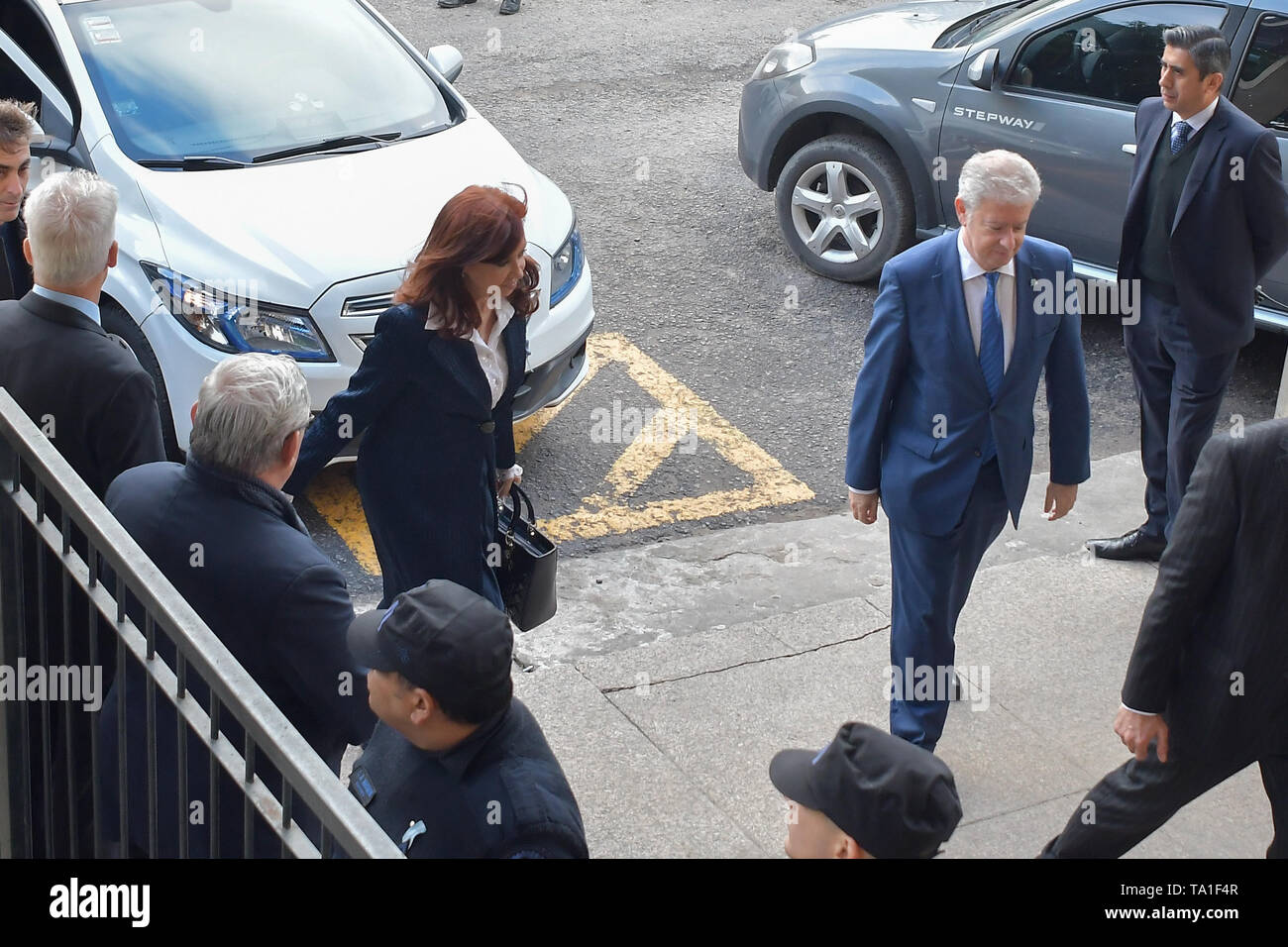 Buenos Aires, Buenos Aires, Argentina. 21st May, 2019. Senator, Former President and current Vice-president precandidate CRISTINA FERNANDEZ arrives at Comodoro Py Federal Courts for the start of the trial in which she is prosecuted over alleged corruption and illegal diversion of funds in the execution of public works. Credit: Patricio Murphy/ZUMA Wire/Alamy Live News Stock Photo
