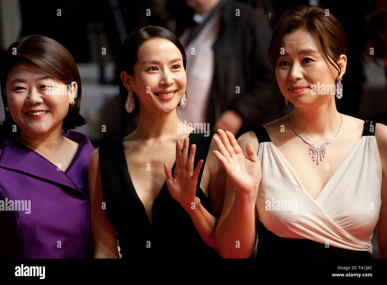 Cannes, France. 21st May 2019. Lee Jung-Eun, Cho Yeo-Jeong and Chang Hyae-Jin at the Parasite gala screening at the 72nd Cannes Film Festival Tuesday 21st May 2019, Cannes, France. Photo Credit: Doreen Kennedy/Alamy Live News Stock Photo