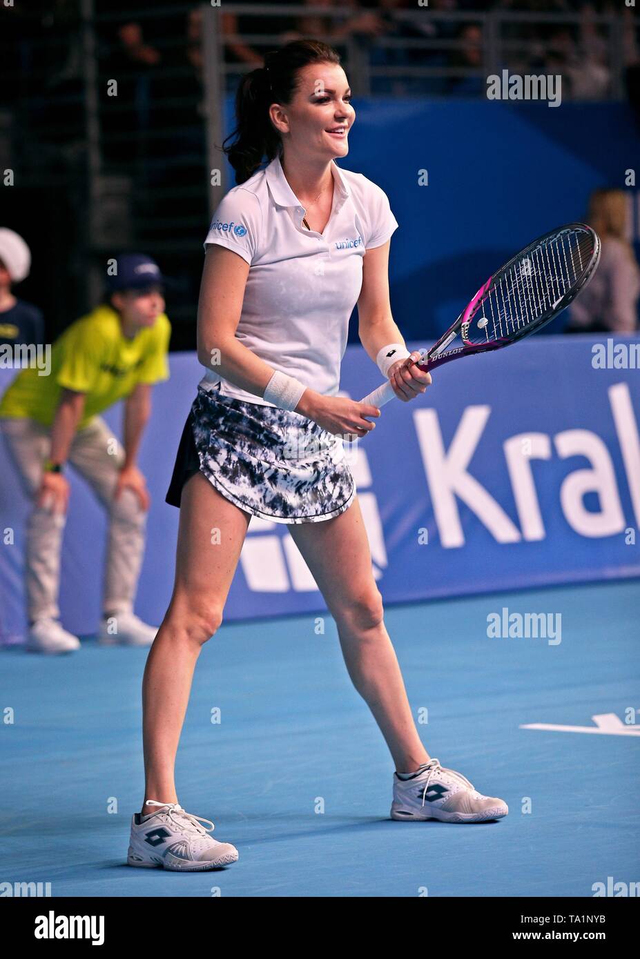 Agnieszka Radwanska seen during a tennis match in honor of her sport  career. An event was held in honor of Polish tennis player Agnieszka  Radwanska, who ended her sports career as she