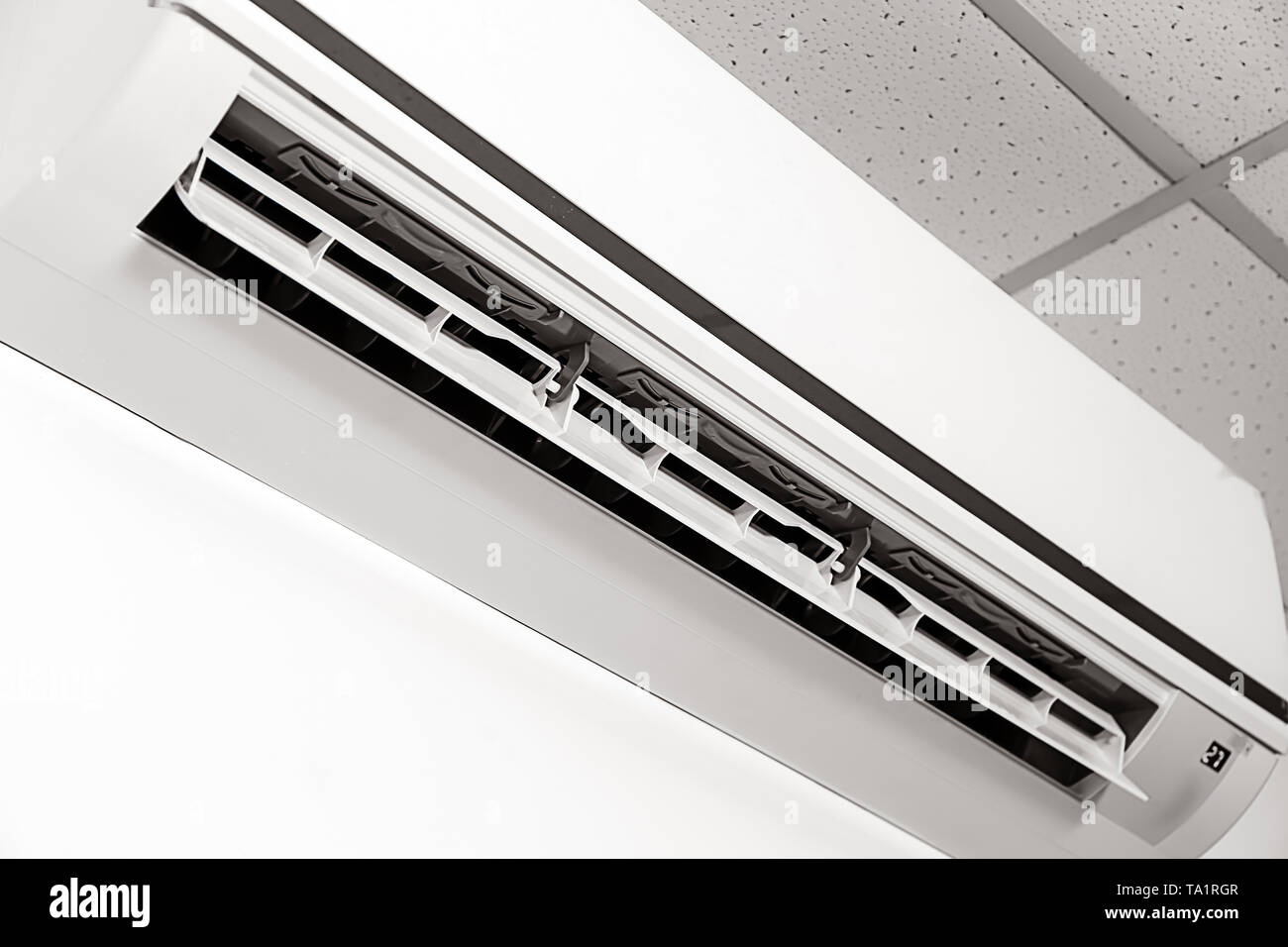 Modern air conditioner on wall, closeup Stock Photo - Alamy