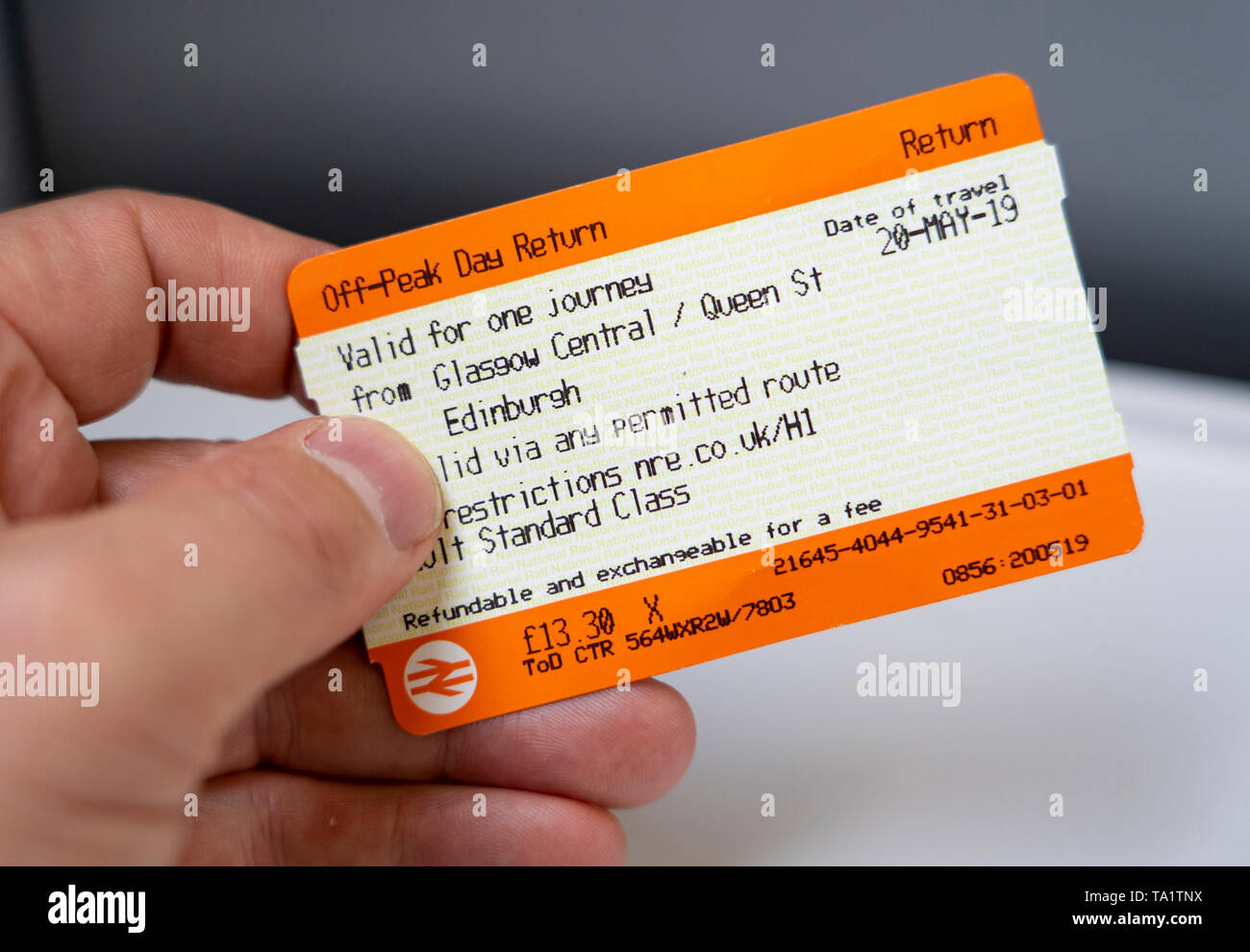 Scotrail ticket showing cheap day return journey Stock Photo