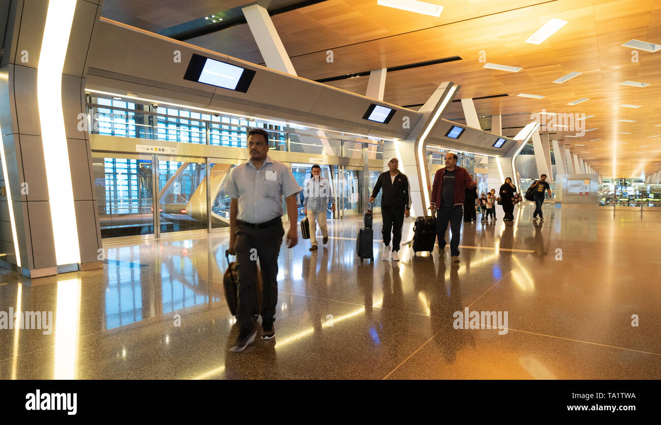 Interior of Hamad International Airport in Doha, Qatar Stock Photo