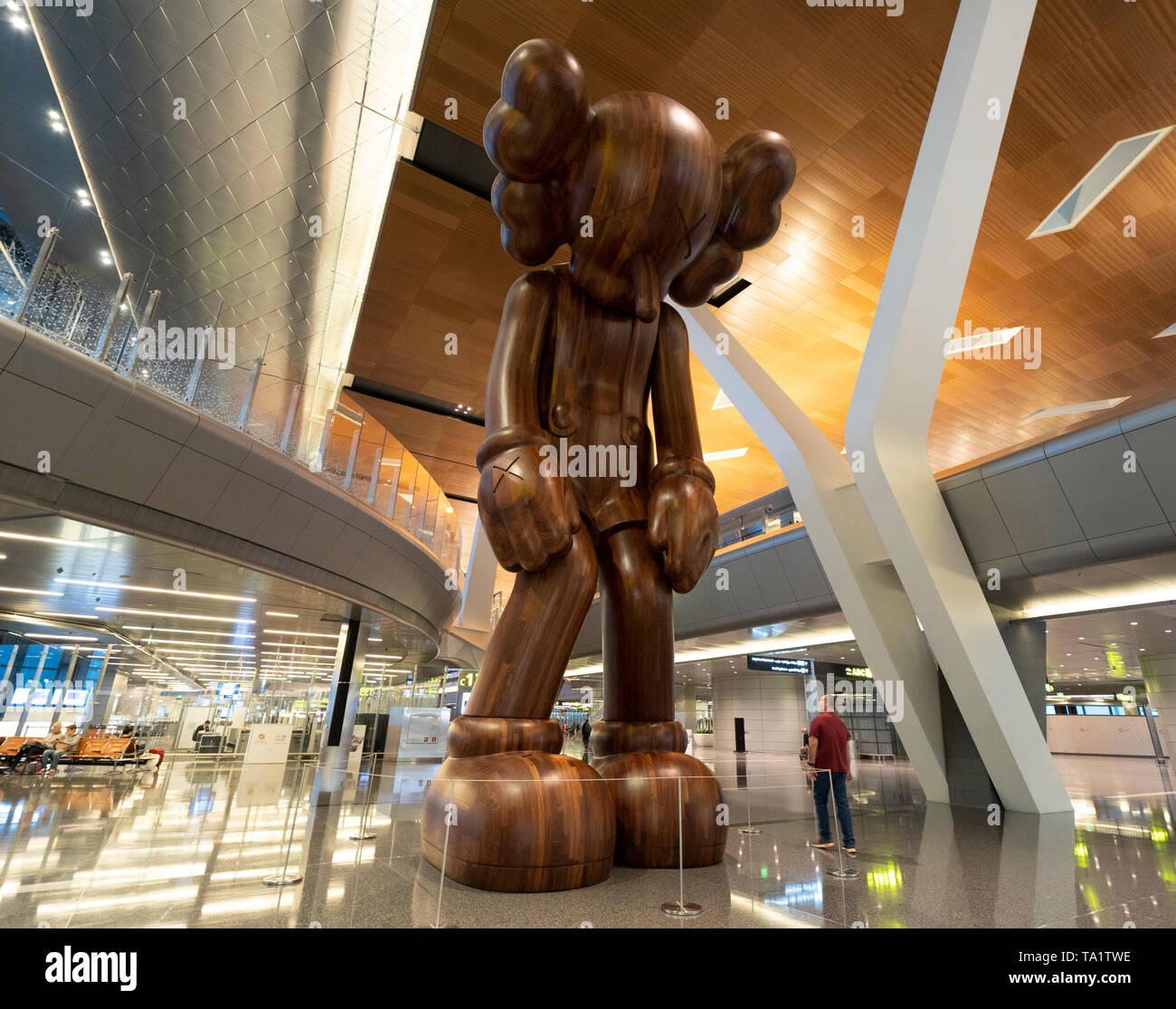 Large modern art sculpture at Hamad International Airport in Doha