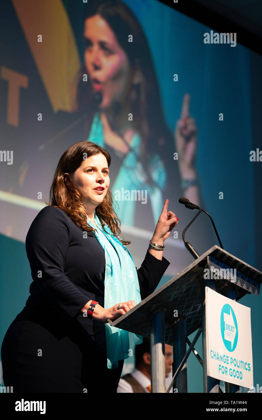 Karina Walker Brexit Party candidate in European Elections 2019 speaks at meeting in Edinburgh on 17 May 2019, Scotland, UK Stock Photo