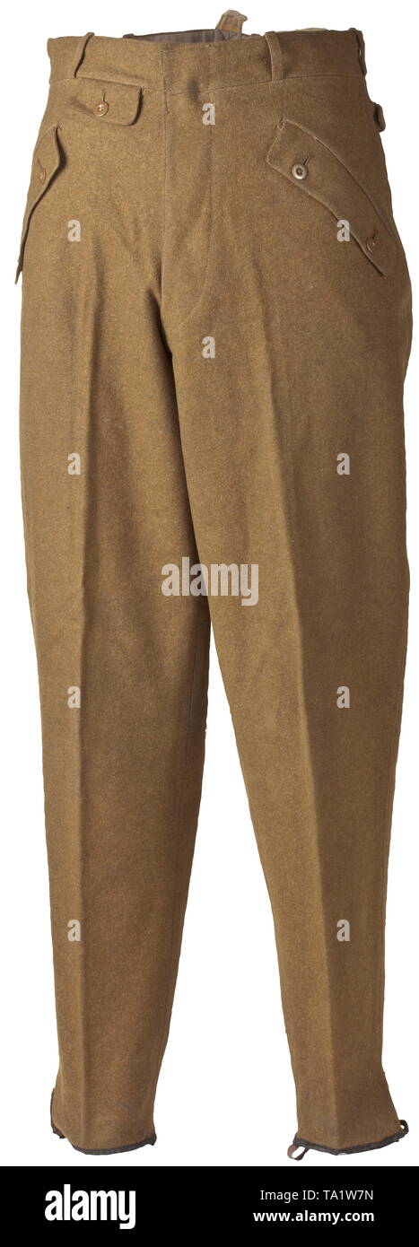 A pair of mountain trousers for SA military training defense units depot piece with RZM tag historic, historical, 20th century, Editorial-Use-Only Stock Photo