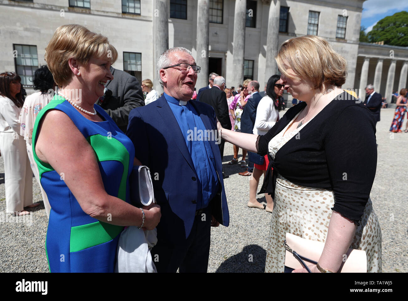 Northern Ireland Secretary Karen Bradley with Canon David Ferry and wife  Lynne at the garden party at Castle Coole in Enniskillen, Co. Fermanagh  Stock Photo - Alamy