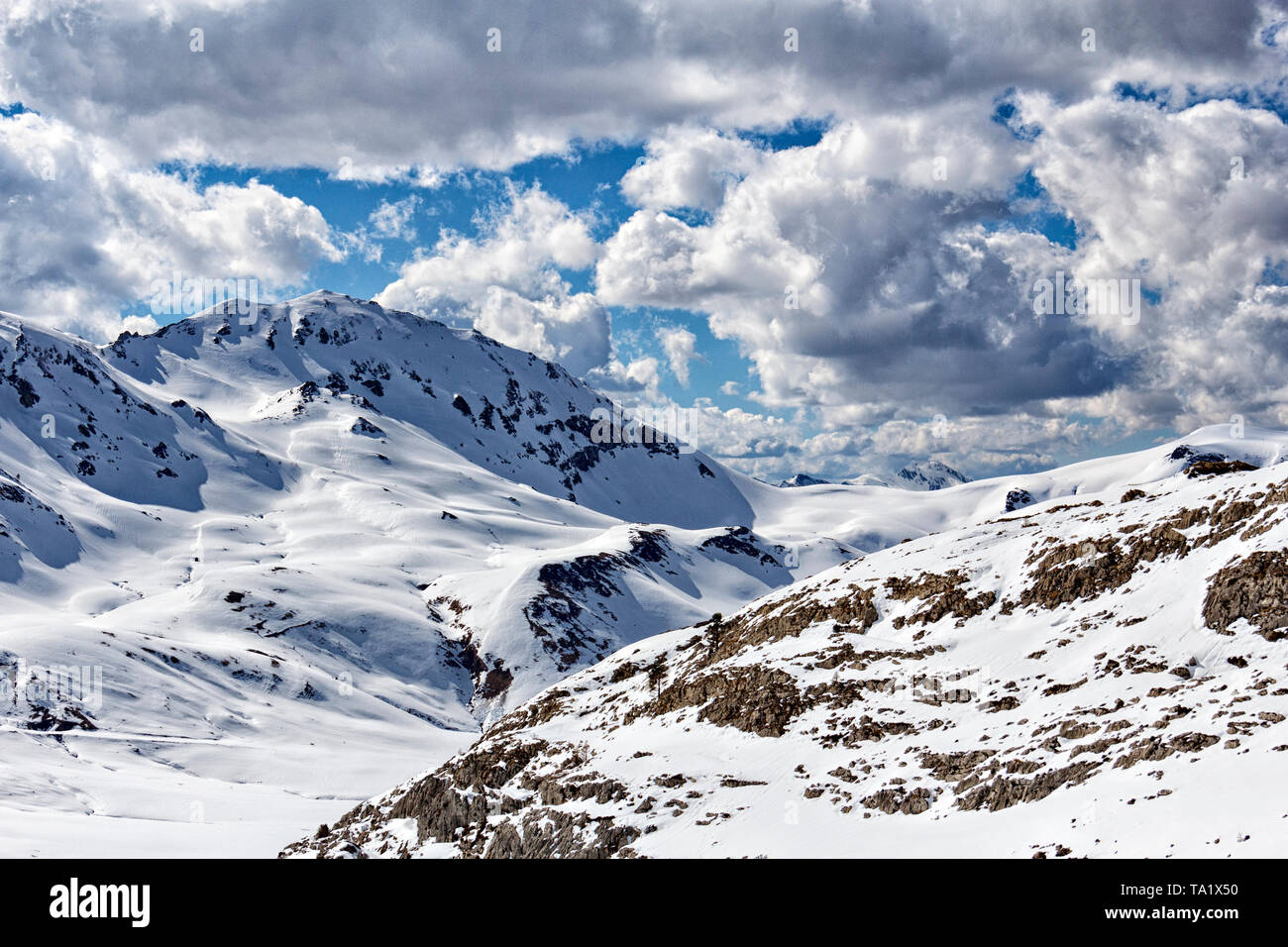 snowy mountain  in spain Stock Photo