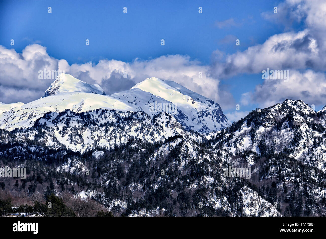 snowy mountain  in spain Stock Photo