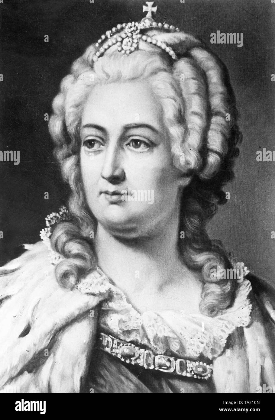 Portrait of Russian Empress Catherine II, circa 1770 Stock Photo