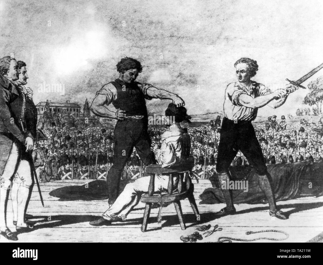 Execution of the student Karl Ludwig Sand (1795-1820), who murdered August von Kotzebue in 1819. Stock Photo