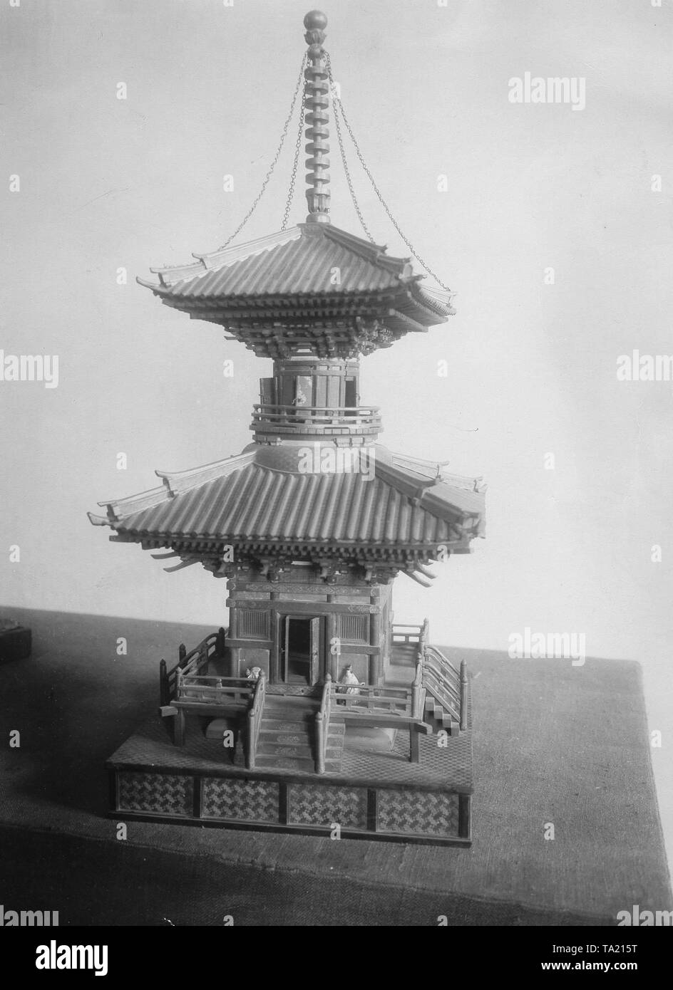 Model of the Chinese tower for the English Garden in Munich, Germany Stock Photo