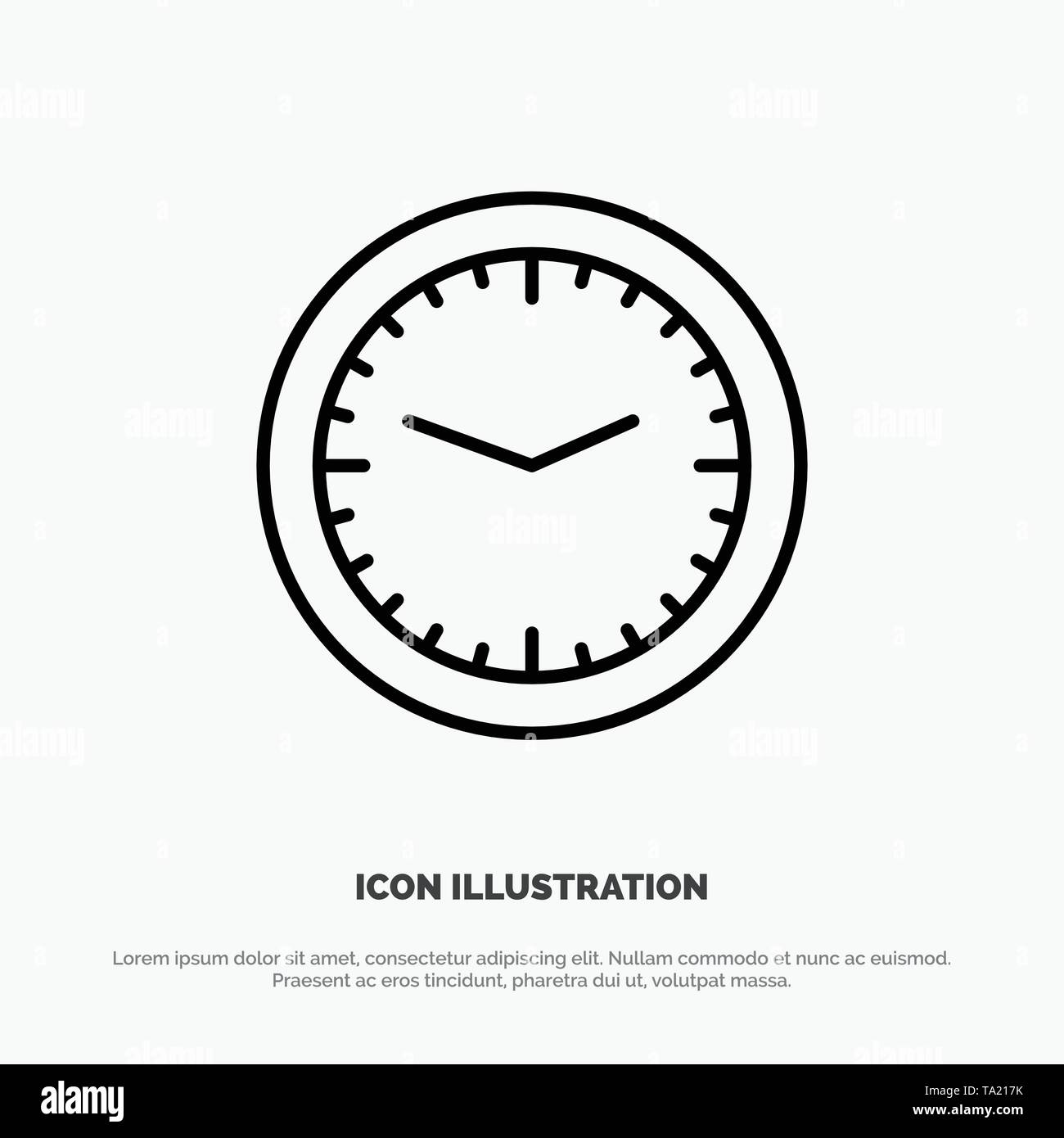 Clock, Office, Time, Wall, Watch Line Icon Vector Stock Vector Image