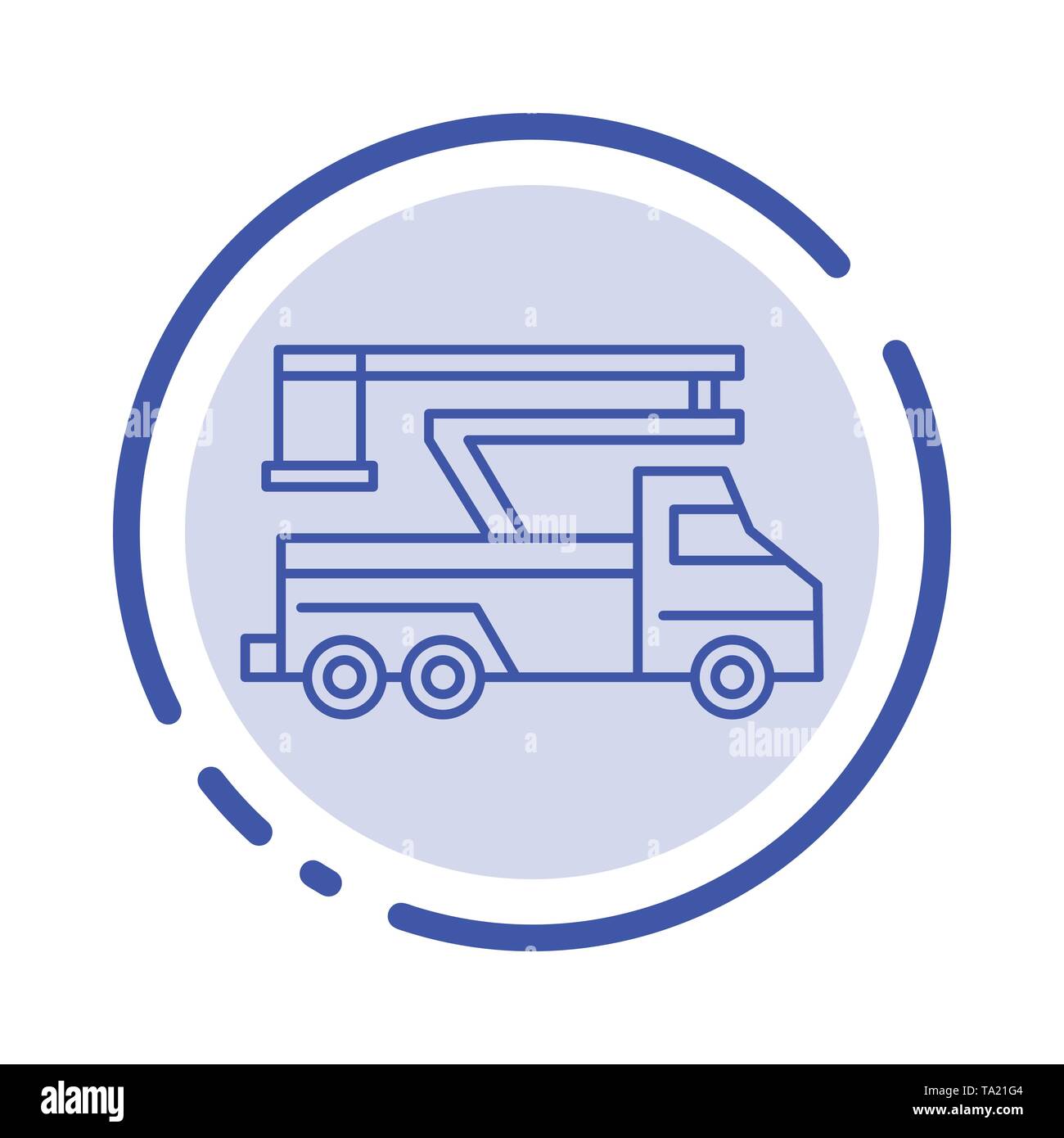 Crane, Truck, Lift, Lifting, Transport Blue Dotted Line Line Icon Stock ...