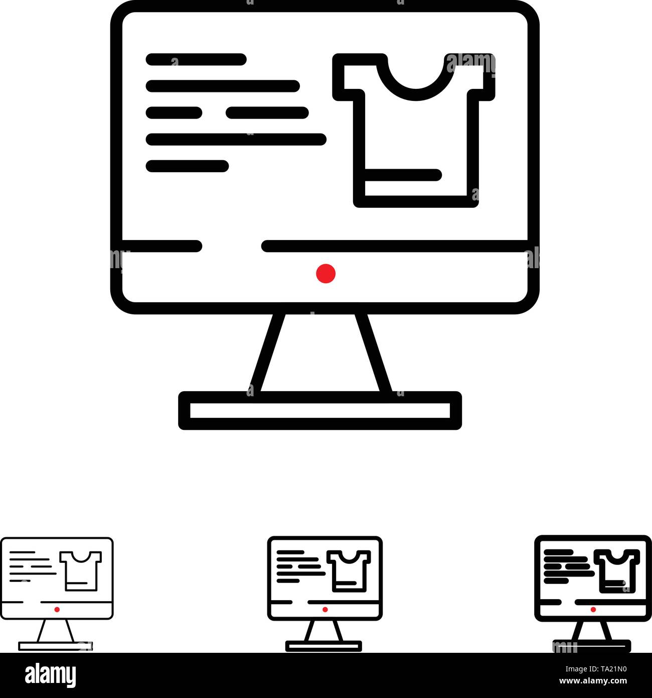 Computer, Screen, Monitor, Shopping Bold and thin black line icon set ...