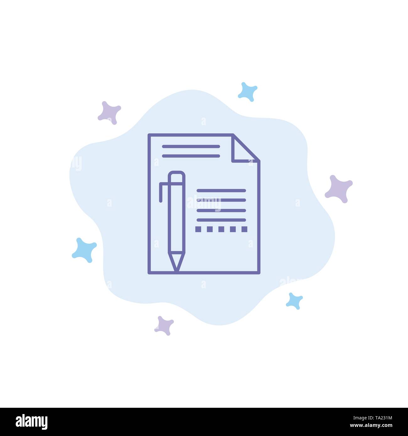 Document, Edit, Page, Paper, Pencil, Write Blue Icon on Abstract Cloud Background Stock Vector
