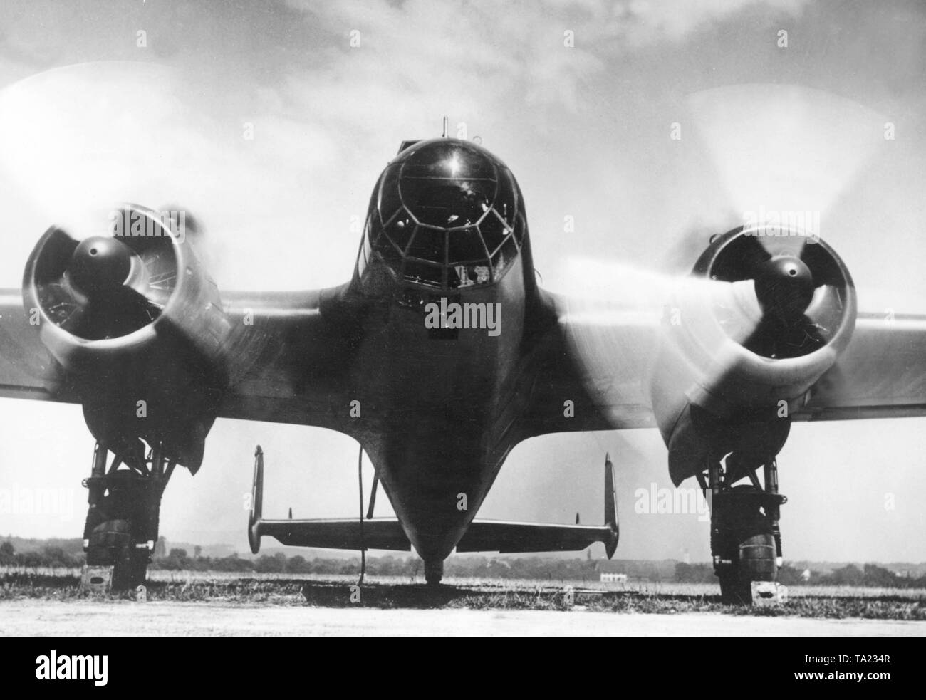 Dornier Do 17 Ausf. M combat aircraft before takeoff. Undated photo, probably in the 1930s. Stock Photo