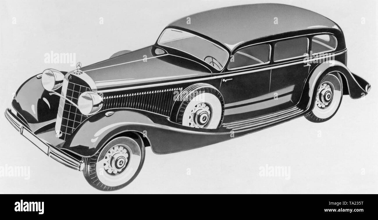 Mercedes type 770 'Grosser Mercedes'  (large Mercedes)  years of production 1938-1943. Adolf Hitler and Paul von Hindenburg used this type at public appearances as an official car. Stock Photo