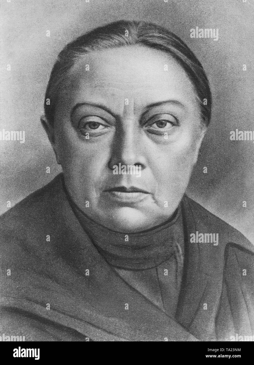 Nadezhda Krupskaya, Lenin's wife. In 1898 she married Lenin, with whom she lived in exile and emigration. She organized the Young Pioneers organization, partially to silence the opposition against Stalin, because they joined the left wing (Zinoviev) that has fallen into minority in 1926. Stock Photo