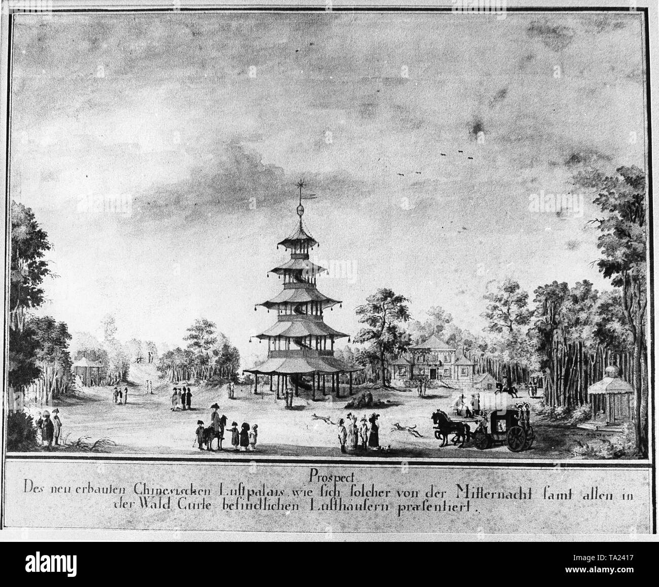 Chinese Tower in the English Garden in Munich after its establishment in 1790 Stock Photo