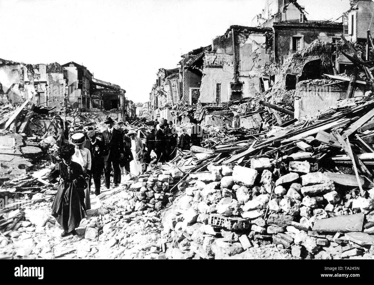 Earthquake in Messina, Italy. On December 28, 1908, the city was almost
