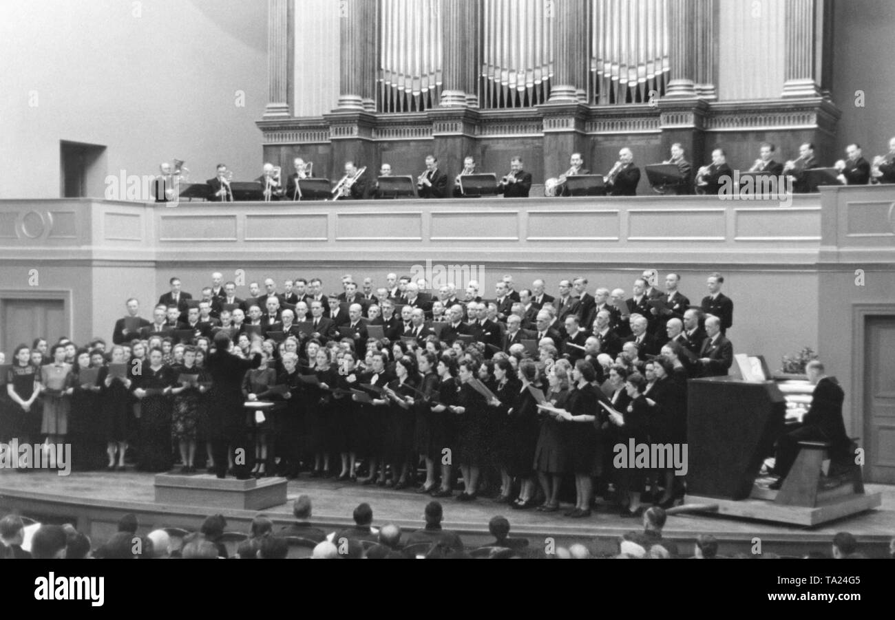 The Choir of Aussig singing during the Music Festival at the Rudolfinium in Prague. Stock Photo