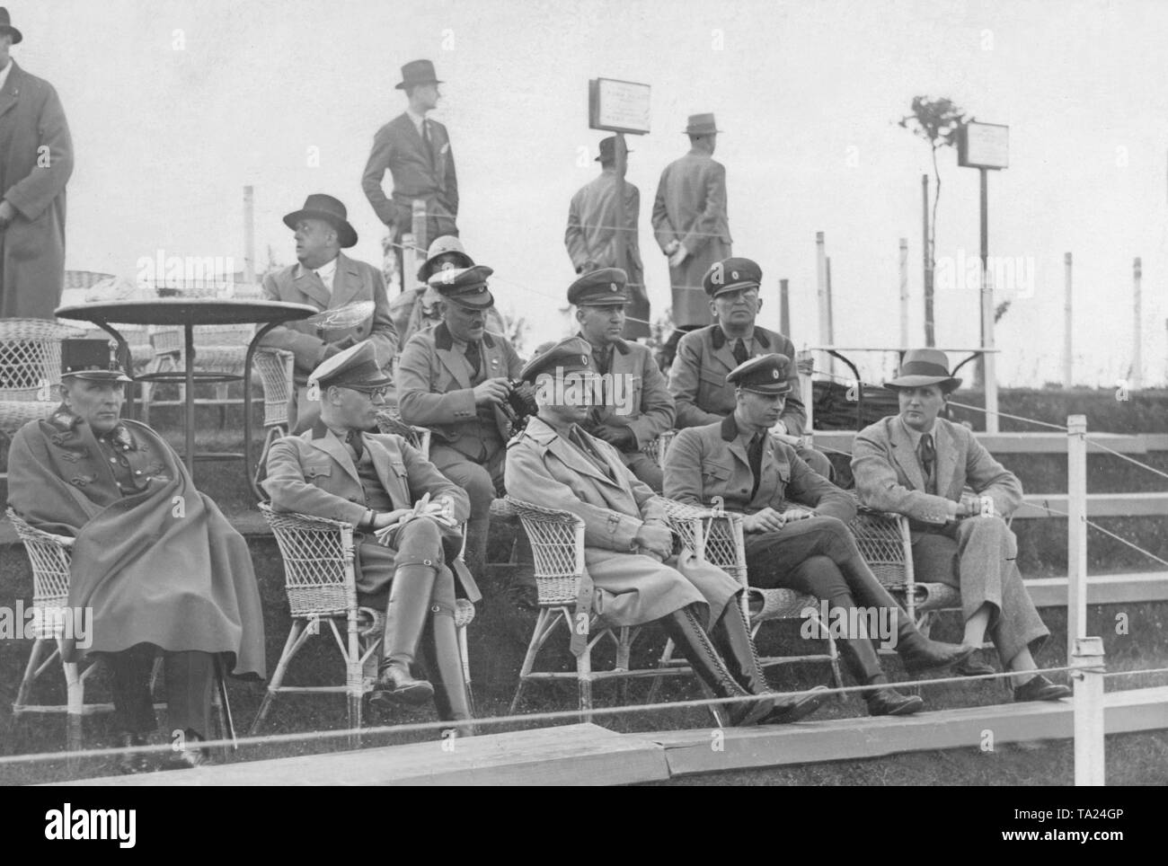 Carl Eduard of Saxony-Coburg and Gotha as well as Prince Wilhelm of Prussia sitting in the grandstand at a Stahlhelm meeting. Stock Photo