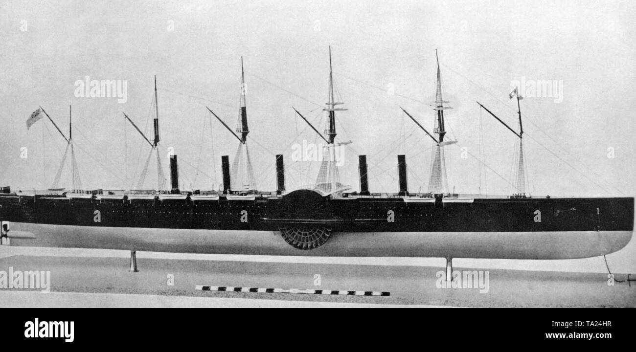 A model of the steamship 'Great Eastern'. The 'Great Eastern' was at its creation the largest, man-made movable object and until 1899 the largest ship in the world. Stock Photo