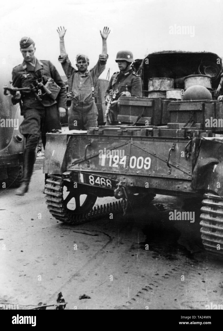 French troops on the retreat and in captivity. Stock Photo