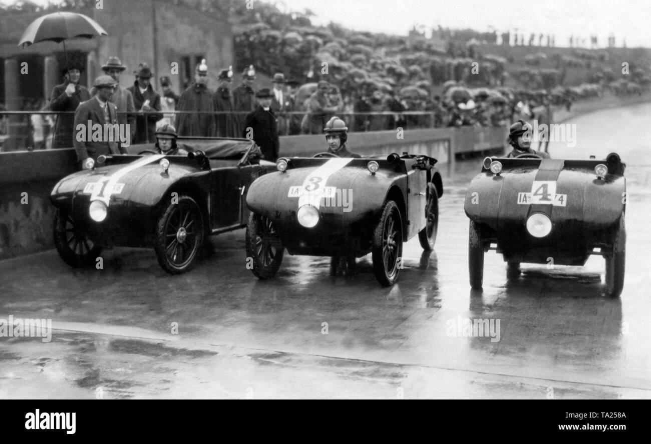 Three Hanomag 2/10 hp at a car race in Berlin. Stock Photo